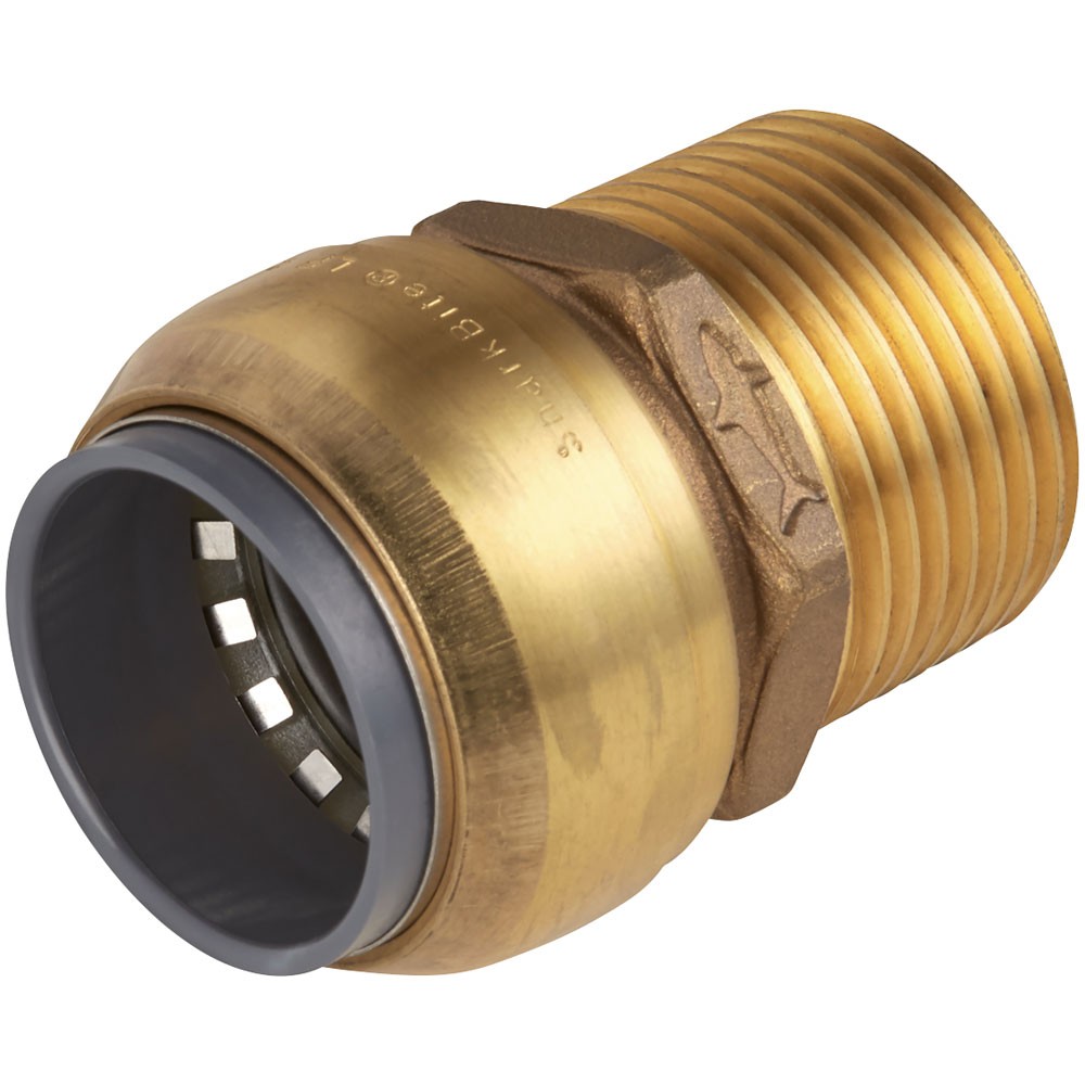 Sealey SharkBite Brass Straight Adaptor 15mm x 1/2""BSPT