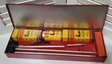 Vtg Outers Gunslick Rifle Cleaning Kit #477 Red Metal Box Full Gun Oil Lubricant