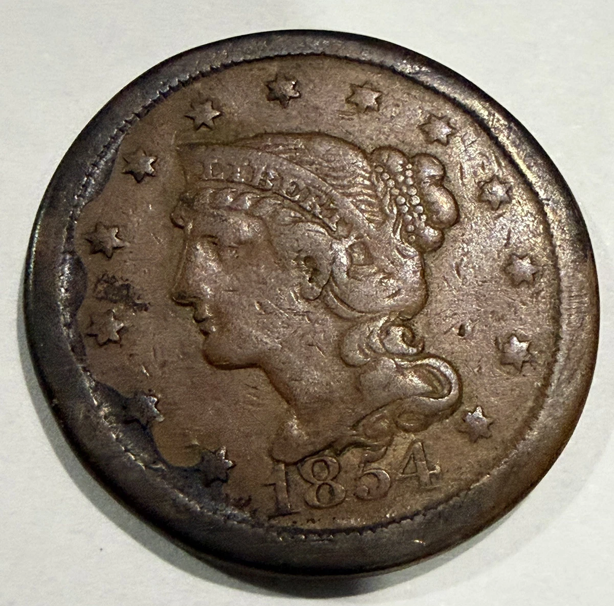 くわくわ 1854 Year Braided Hair Large Cents (1839-1857) for sale | eBay
