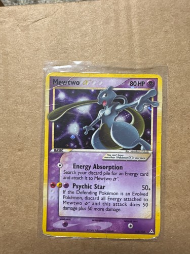 2006 Pokemon Mewtwo Gold Star EX Holon Phantoms Holo With Damage