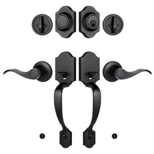 Double Front Door Handle Set with Dummy and Deadbolt, Entry Front Door Lock S...