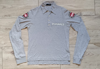 Dsquared2 Polo Shirt Long Sleeve Worn Effect Mens Sz M - Hockey Night In Canada