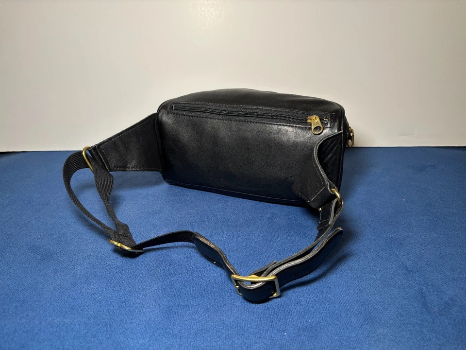 Vintage Coach Canteen Waist Pouch 0515 Black Leather Belt Bag Fanny Pack USA 90s - Image 2 of 4