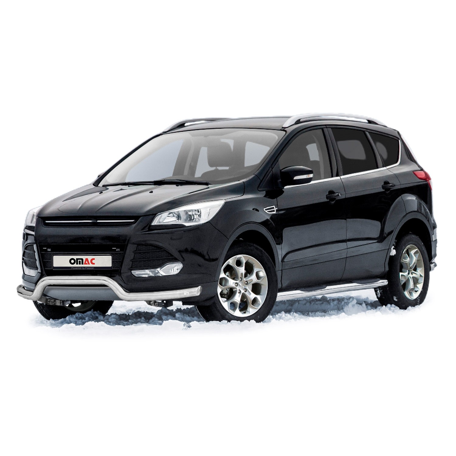 Pare-buffle avant pour Ford Kuga II 2012-2017 look baroudeur acier argent