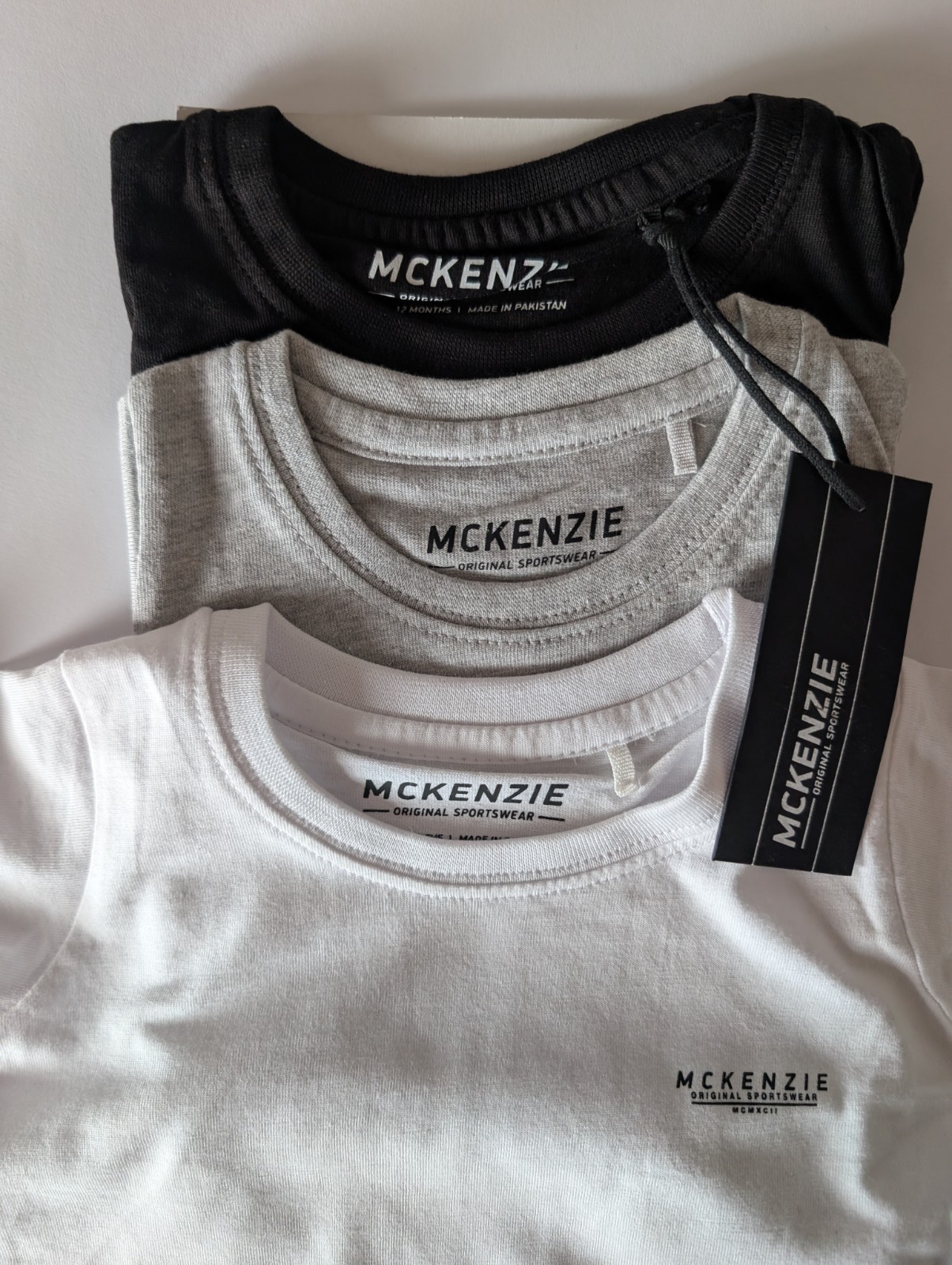 T -shirts McKenzie Triple Pack White,Grey +Black  (New With Tags   9 - 12 Months image 2