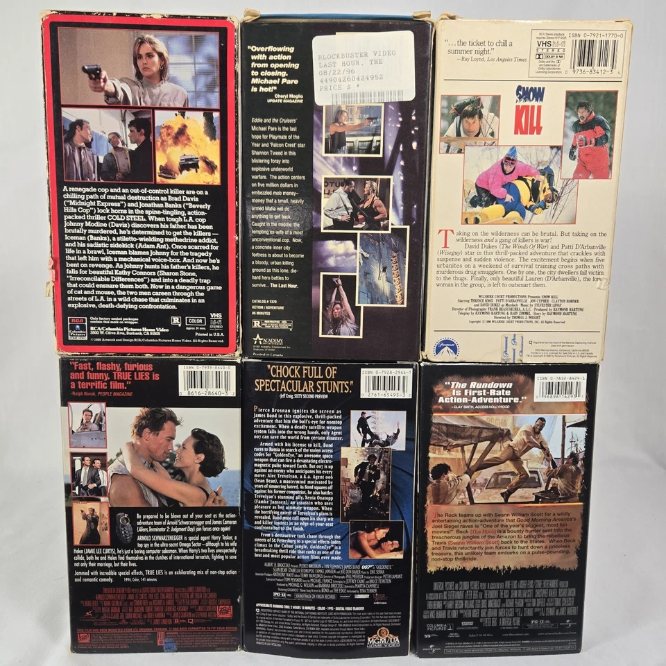 Lot of 6 Action VHS Movies GoldenEye True Lies Rundown Cold Steel Snow Kill - Image 3 of 4