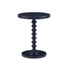 Tarkin Round Navy Blue Turned Spindle Pedestal Side Accent Table by