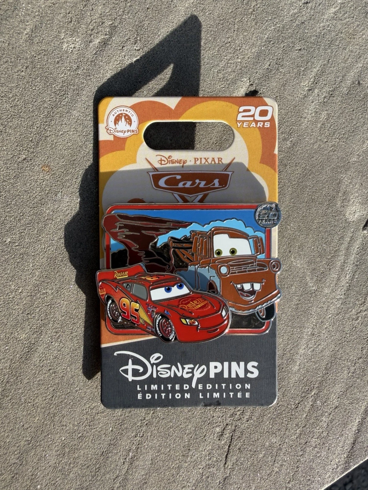 Cars 20th Lightning McQueen and Mater Pixar Disney Pin