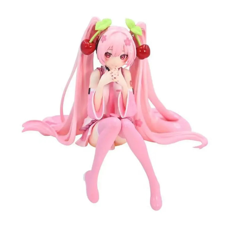 hatsune miku pink dress Miku Keychain Hatsune Miku Anime Figure Pink Dress PVC Model Cherry Pink Cherry Finish Sakura Miku