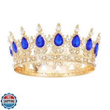 Blue Crown for Women Crystal Tiara and Queen Crown for Girl Wedding Headband