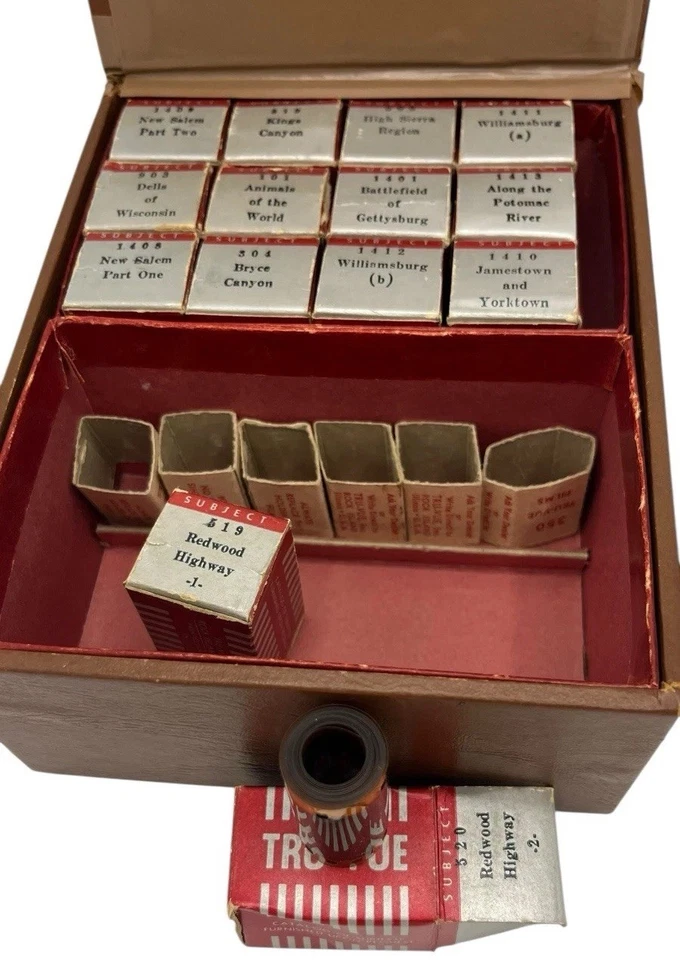 Tru-Vue Stereoscope 35mm Film Strips Only 14 Rolls Case Circa 1940's Mid-Century - Image 4 of 4