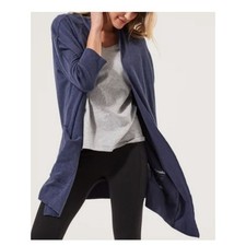 Pact airplane cardigan M/L blue organic cotton natural fibers non toxic travel