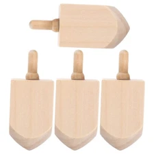 4pcs Wood Hanukkah Dreidels - Unfinished Wooden Spinning Tops, Hanukkah Dreidel
