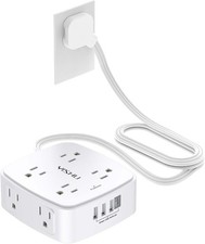 Flat Plug Surge Protector USB Station