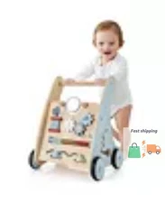 Wooden Baby Walker Push & Pull Walker with Multi-Activity Center