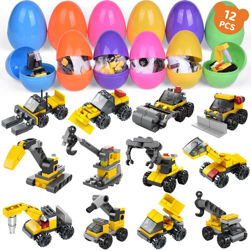 12PCS Building Blocks Easter Eggs for Easter Egg Hunt Easter Basket Stuffers ...