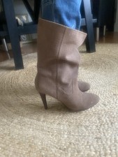 Slouch Leder Stiefel Stiefeletten 38 H&M Braun High heel Boots taupe 