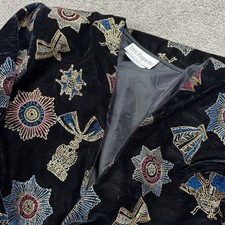 Vintage Tres Paquette Women's Large Black Velvet Blazer Multicolor Design USA