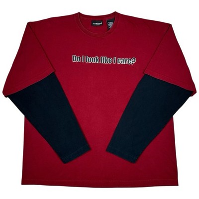 Vintage No Boundaries Long Sleeve T Shirt Do I Look Like I Care Mens XL USA 90s