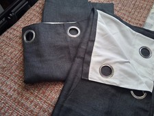 Grey Tab Top Curtains with Lining 45 W x 54 Drop 2 Panels