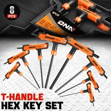 [8Pcs] 2mm-10mm Automobile Repair Orange CR-V Steel T-Handle Hex Key Set w/ Case