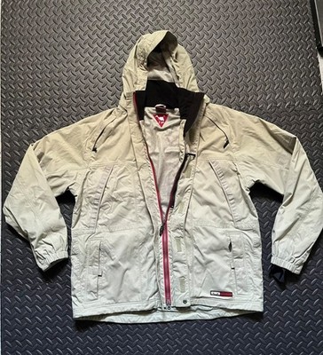 Vintage Software Red Tag Size XL Beige Green Light Jacket With Multi Zipper Rare
