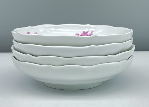 Meissen 4 SCATTERED PINK FLOWERS Bowls 5 3/8" FRUIT DESSERT BERRY Floral ANTIQUE - Picture 4 of 16