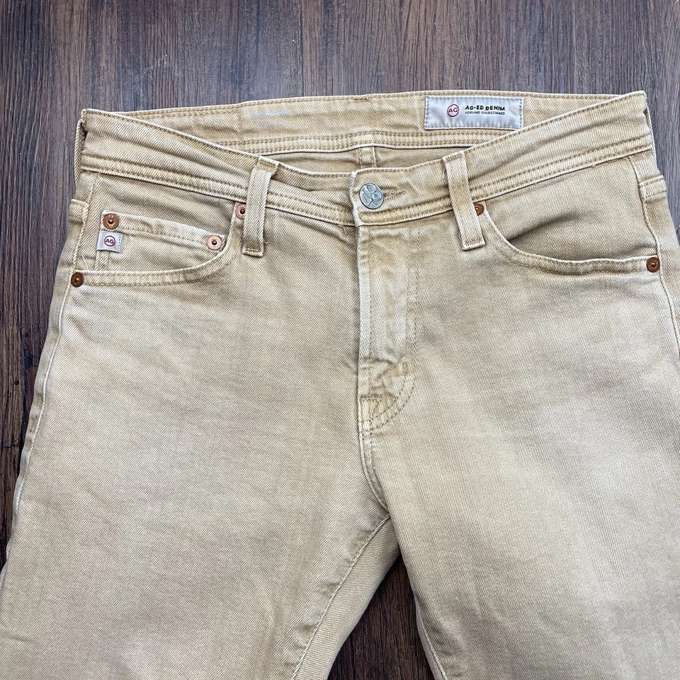 Adriano Goldschmied AG Mens Beige Tellis Modern Slim Denim Straight Pants 28x32 - Image 3 of 4