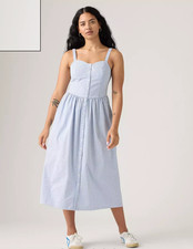 Levi's Womens Adore Button-up Midi Dress In Chambray Stripe
