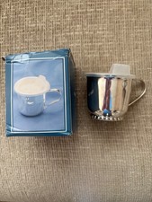 VINTAGE SILVER PLATED BABY SIPPY CUP w/ SOFT PLASTIC LID NEW IN BOX NEVER USED 