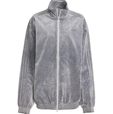 Adidas Brushed Twill Oversized Firebird Track Jacket Grey Women's