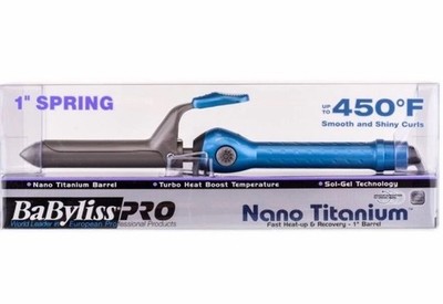New BaByliss PRO Nano Titanium 1'' Barrel Curling Iron Turbo Heat
