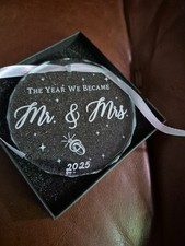 Wedding Gifts for Couple 2025 Mrs and Mrs Wedding Glass Ornament Mr Mrs 2025