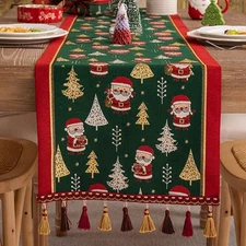 1 Piece Christmas Table Runner, American Vintage Christmas Jacquard Table Dec...