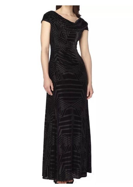 Velvet Cowl Neck Ball Gown Dress 