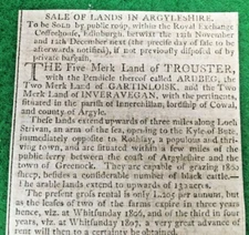 TROUSTER ARDBEG  ROTHESAY FOR SALE EDINBURGH CUTTING  6/10Cm  1803 ORIGINAL