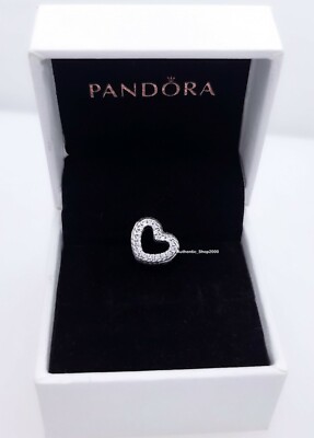 New 100% Authentic PANDORA 925 Snake Chain Pattern Open Heart Charm ...