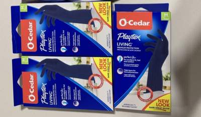 3 Pair O-Cedar Playtex Living PREMIUM Medium Reusable Rubber Gloves - Free ship!