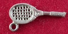 Sterling SILVER Charm 3-D  TENNIS RACKET