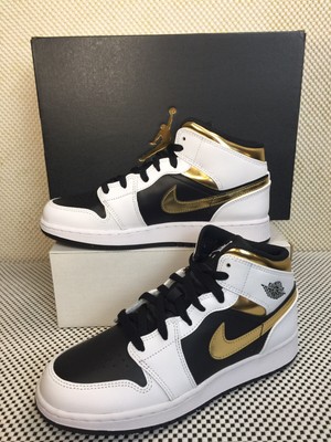 Air Jordan 1 Mid (GS) White Multicolor Black 554725-190 Size 6Y/ Womenâs Sz 7.5 | eBay