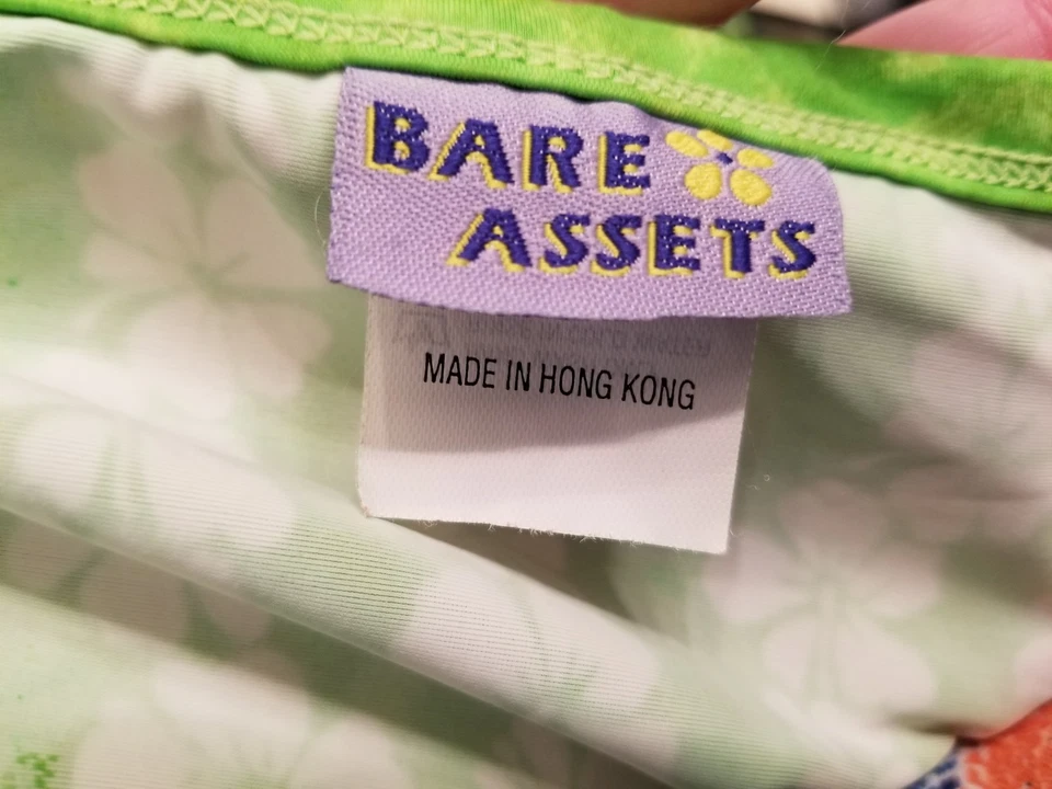 Bare Assets Womens Bikini Bottoms Swimsuit Size M Medium Green White Hawaiian - Image 2 of 4