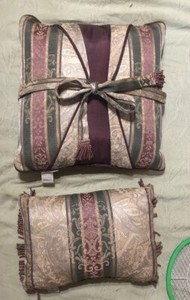 Set of 2 Vintage CROSCILL Throw  Pillows w/Tie Tassels 16x16 & 10x14