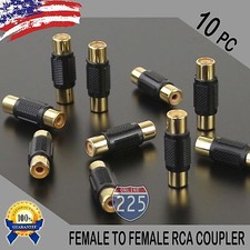 10 Pcs Bag Female To Female RCA Couplers BLACK w/Gold Plated Connectors PACK US