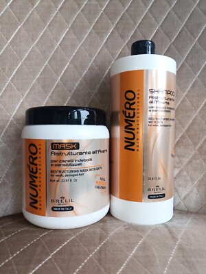 Brelil Numero Restructuring Cream Mask with Oats 1000 ml + Shampoo 1000 ml