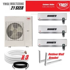 YMGI 54000 BTU Three Zone Ductless Mini Split Air Conditioner Heat Pump 21 SEER