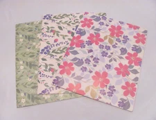 NEW LOT OF 3 SHEETS OF WRAPPING PAPER - FLORAL DESIGNS (22" X 34" EACH)