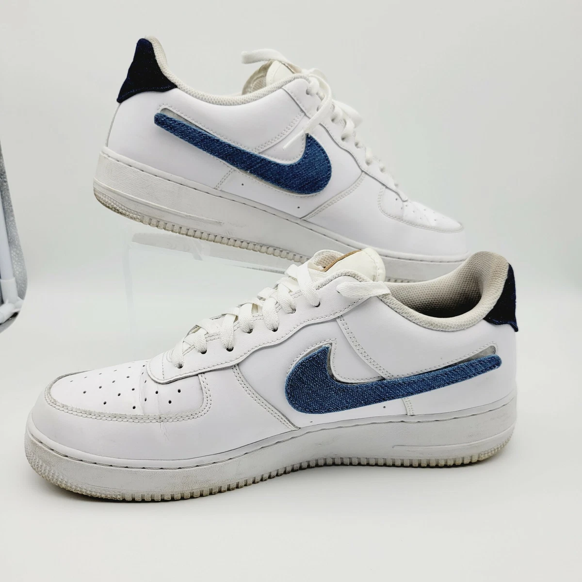 Nike Air Force 1 '07 LV8 3 Low Removable Denim Swoosh White CT2253-100  Men's 12