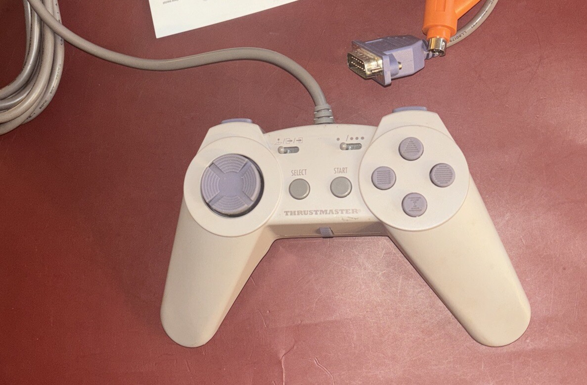 Vtg COMPAQ Computer PC Controller THRUSTMASTER Game Gray Wired