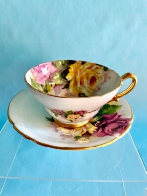 Vintage Stanley Fine Bone China Large Cottage Roses Tea Cup Saucer 