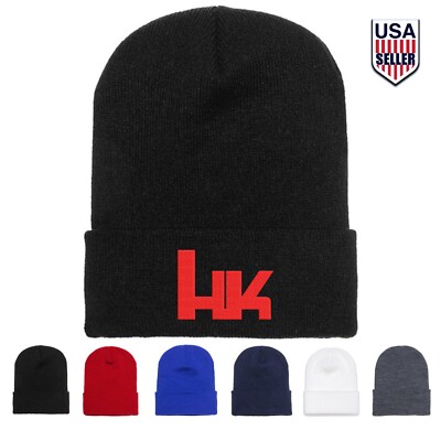 Heckler & Koch HK Embroidered Logo Knit Beanie Cap Cuff Dad Men's 2A Winter Cap